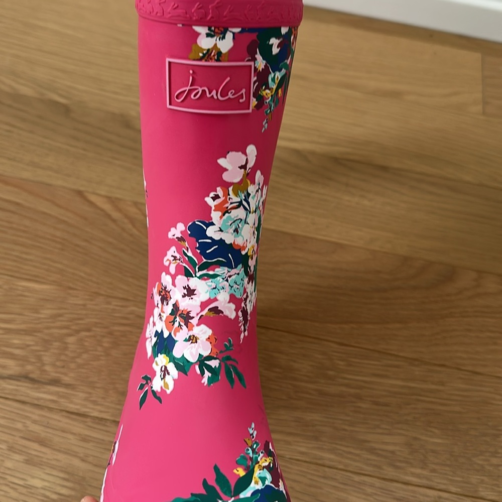 Girls Joules Pink Floral Rain  Boots - Picture 5 of 8